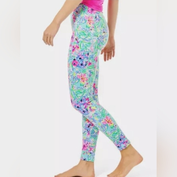 Lilly Pulitzer High-Rise Leggings Amalfi Blue Alligator Isle - Picture 2 of 6